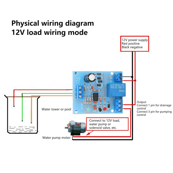 Control De Nivel De Agua Automático Con Sensor De Llenado Y Vaciado Alimentado A 12V CTRNIVEL