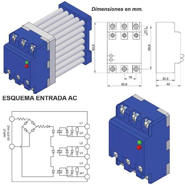 Contactor Trifásico Salida 25A 48-575Vac OPA48A25TP-D