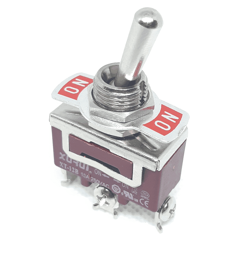 Interruptor De Codillo Spdt On-On Con 3 Terminales De Tornillo 15A 250V XT12B